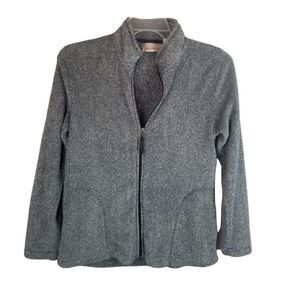 STAN HERMAN ZIP UP FLEECE JACKET. SIZE M. Grayish black. Full front zipper.